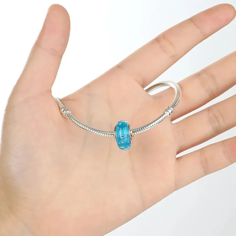 (zdjęcie do) Charms Typu Pandora Niebieski trend z gwintowanym szkłem Murano - SCZ029 - Wyświetl 5