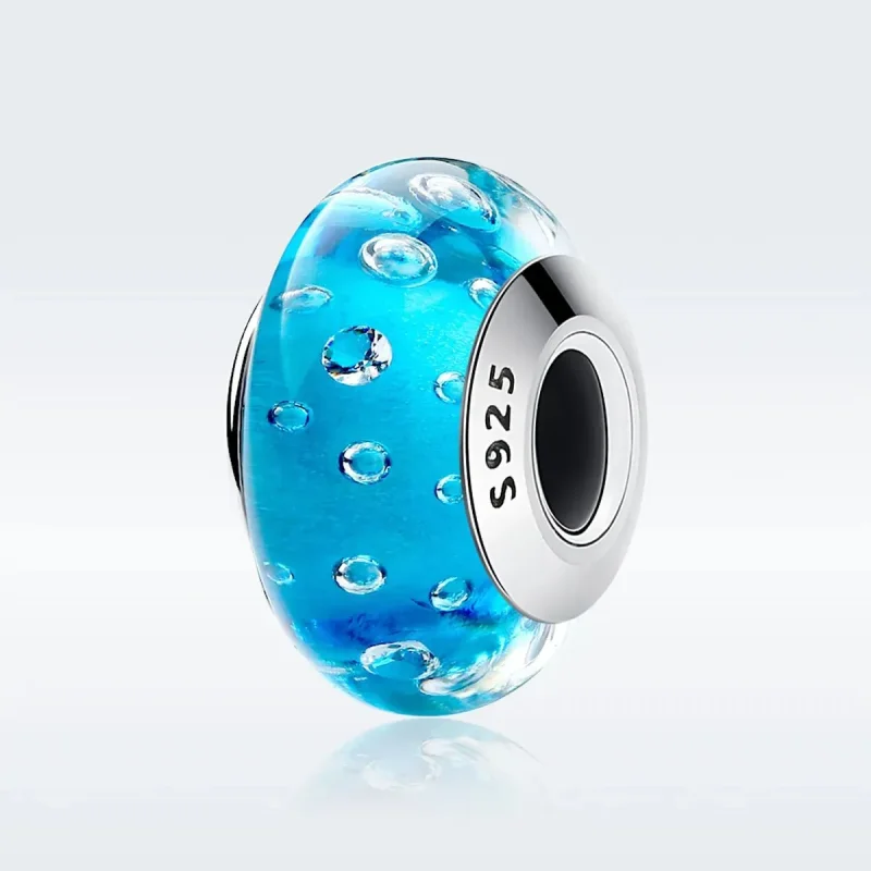 (zdjęcie do) Charms Typu Pandora Niebieski trend z gwintowanym szkłem Murano - SCZ029
