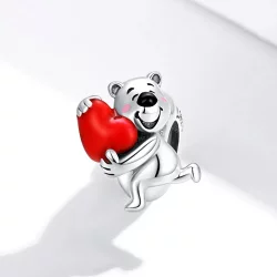 Charms Typu Pandora Niedźwiedź polarny z sercem - SCC1610
