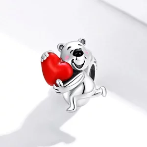 Charms Typu Pandora Niedźwiedź polarny z sercem - SCC1610