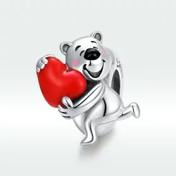 Charms Typu Pandora Niedźwiedź polarny z sercem - SCC1610
