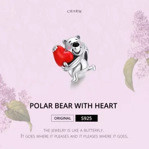 Charms Typu Pandora Niedźwiedź polarny z sercem - SCC1610