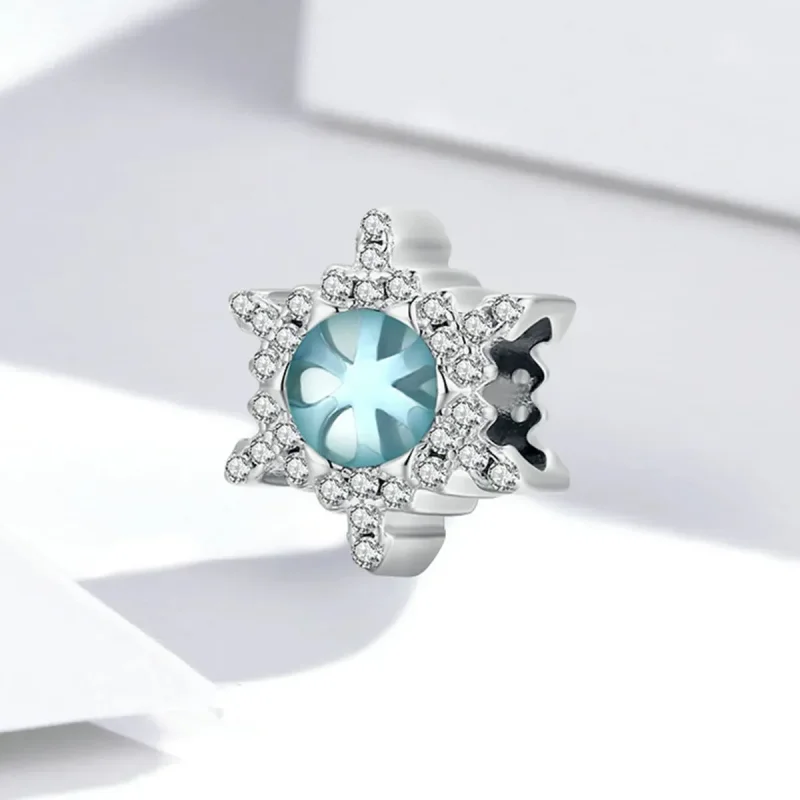 (zdjęcie do) Charms Typu Pandora Śnieżynka Kamienia Księżycowego - BSC512 - Wyświetl 2