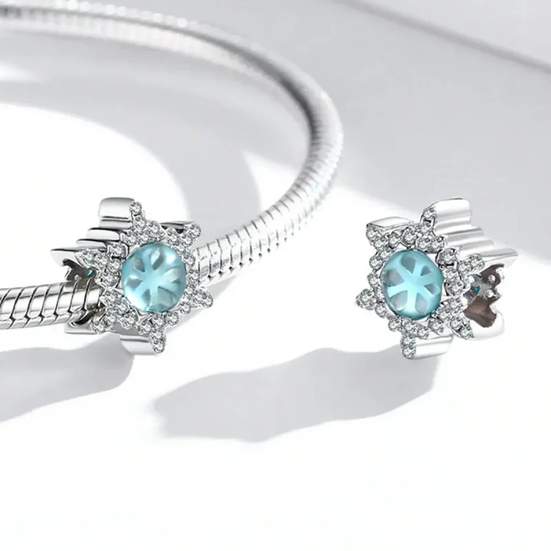 (zdjęcie do) Charms Typu Pandora Śnieżynka Kamienia Księżycowego - BSC512 - Wyświetl 4