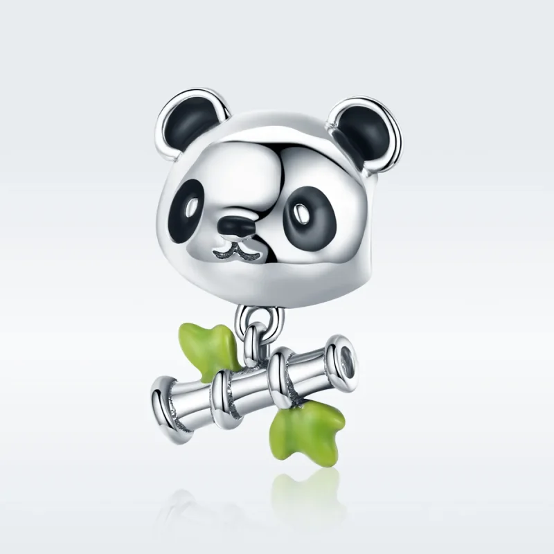 (zdjęcie do) Charms Typu Pandora Panda uwielbia jeść bambus - SCC325 - Wyświetl 2