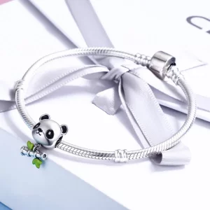 Charms Typu Pandora Panda uwielbia jeść bambus - SCC325