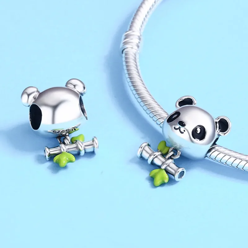 (zdjęcie do) Charms Typu Pandora Panda uwielbia jeść bambus - SCC325 - Wyświetl 6