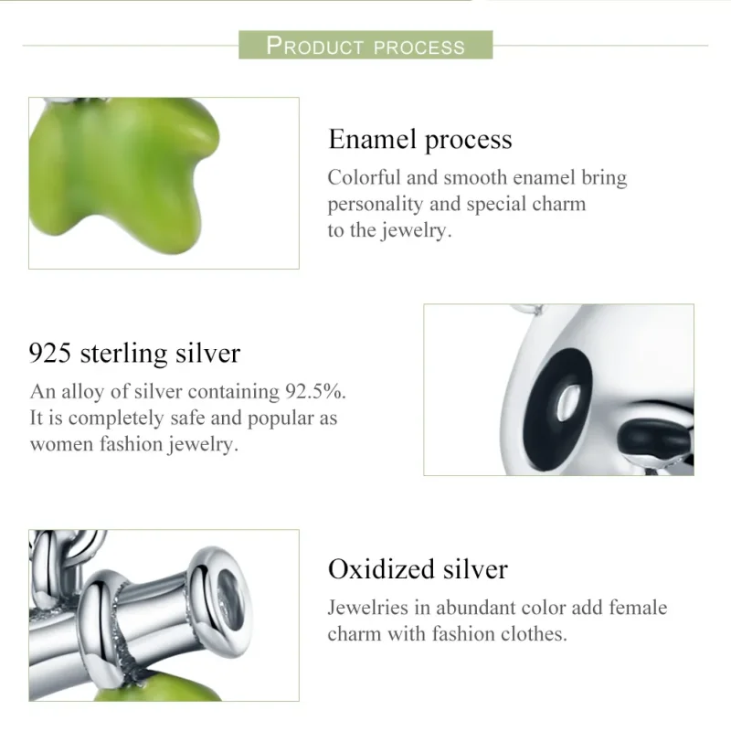 (zdjęcie do) Charms Typu Pandora Panda uwielbia jeść bambus - SCC325 - Wyświetl 7