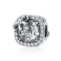 Charms Typu Pandora Pavé kokardka - SCC1058-WH