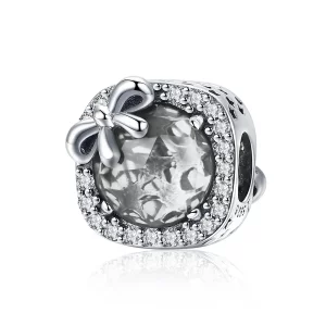 Charms Typu Pandora Pavé kokardka - SCC1058-WH