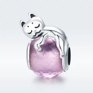 Charms Typu Pandora Śpiący kot - SCC447