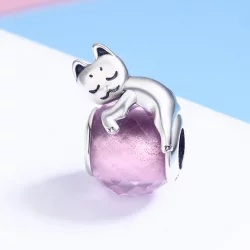 Charms Typu Pandora Śpiący kot - SCC447