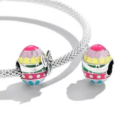 Charms Typu Pandora Pisanka z kokardą - SCC2119