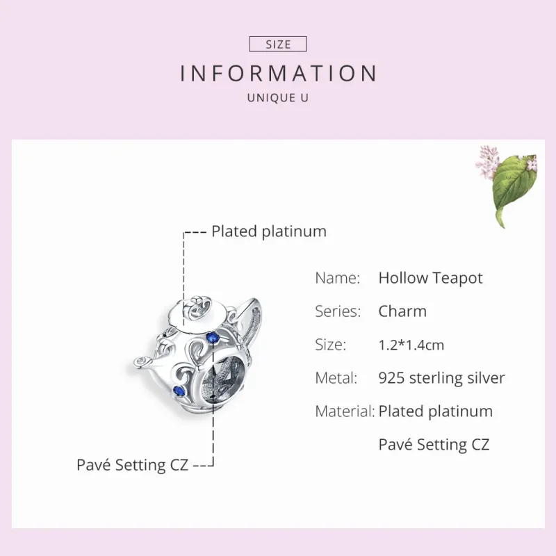 (zdjęcie do) Charms Typu Pandora Pusty czajniczek - BSC274 - Wyświetl 7