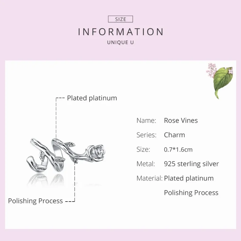 (zdjęcie do) Charms Typu Pandora Różane Winorośl - BSC310 - Wyświetl 7