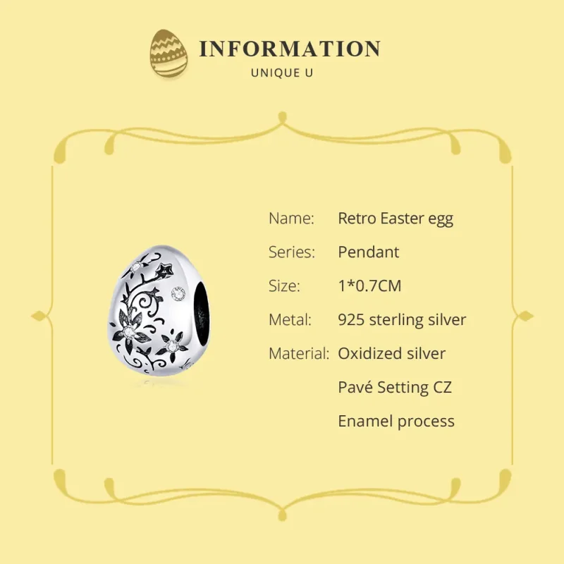 (zdjęcie do) Charms Typu Pandora Retro jajko wielkanocne - SCC1466 - Wyświetl 6