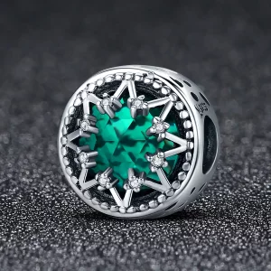 Charms Typu Pandora Romantyczne szmaragdowe płatki śniegu - SCC308