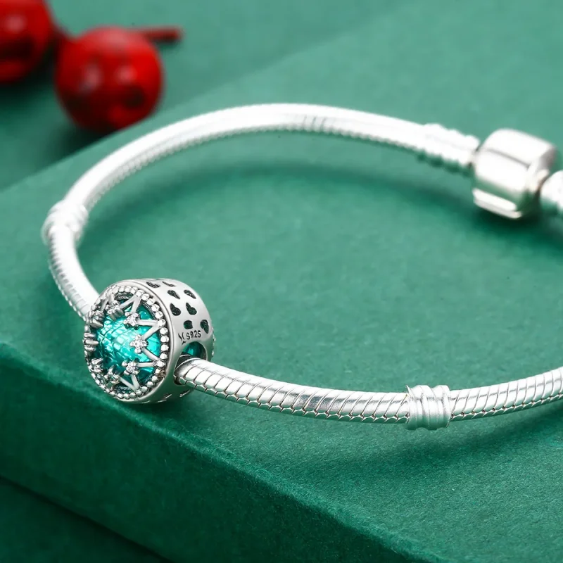 (zdjęcie do) Charms Typu Pandora Romantyczne szmaragdowe płatki śniegu - SCC308 - Wyświetl 5