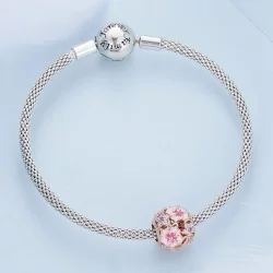 Charms Typu Pandora Różowa Sakura - BSC643