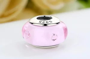 Charms Typu Pandora Różowe szkło Murano - SCZ003
