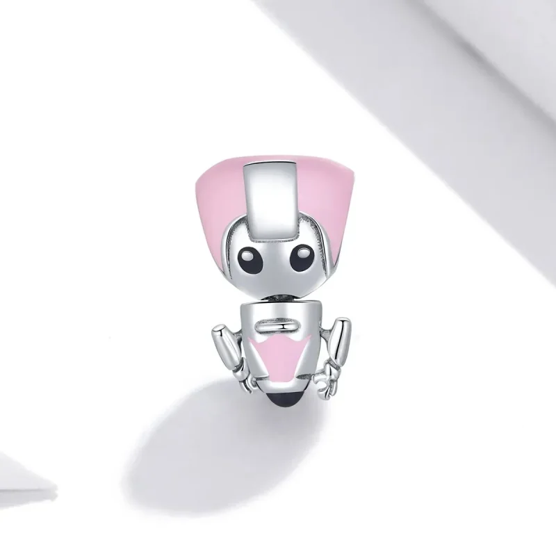 (zdjęcie do) Charms Typu Pandora Różowy mały robot - SCC1774 - Wyświetl 2
