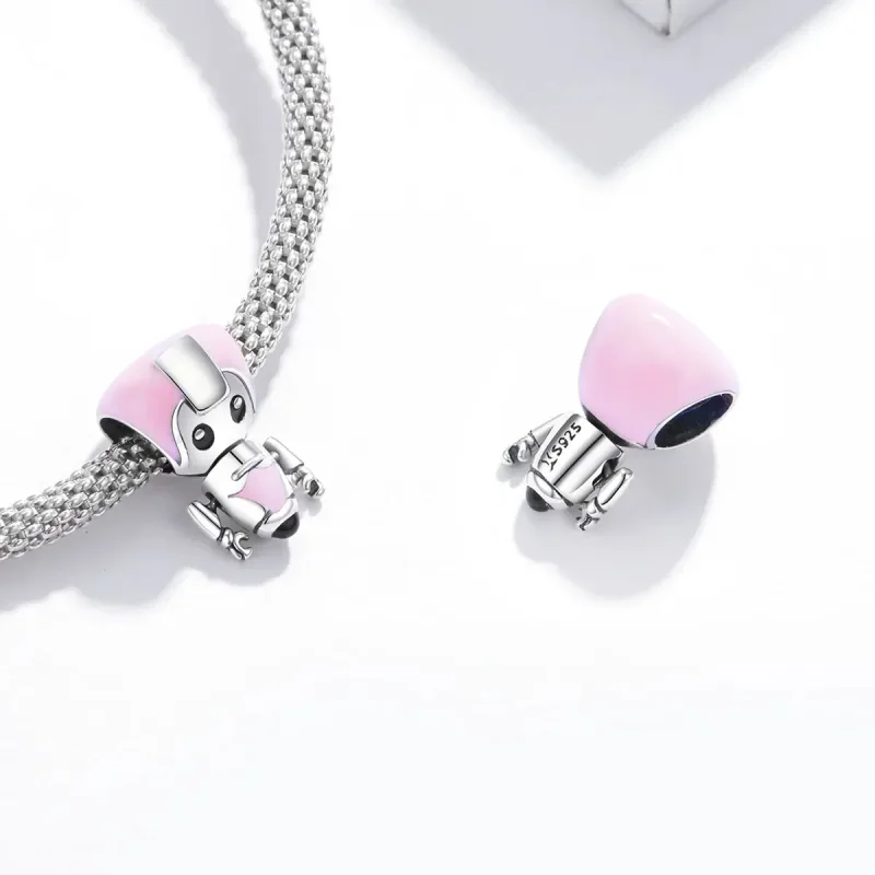 (zdjęcie do) Charms Typu Pandora Różowy mały robot - SCC1774 - Wyświetl 4