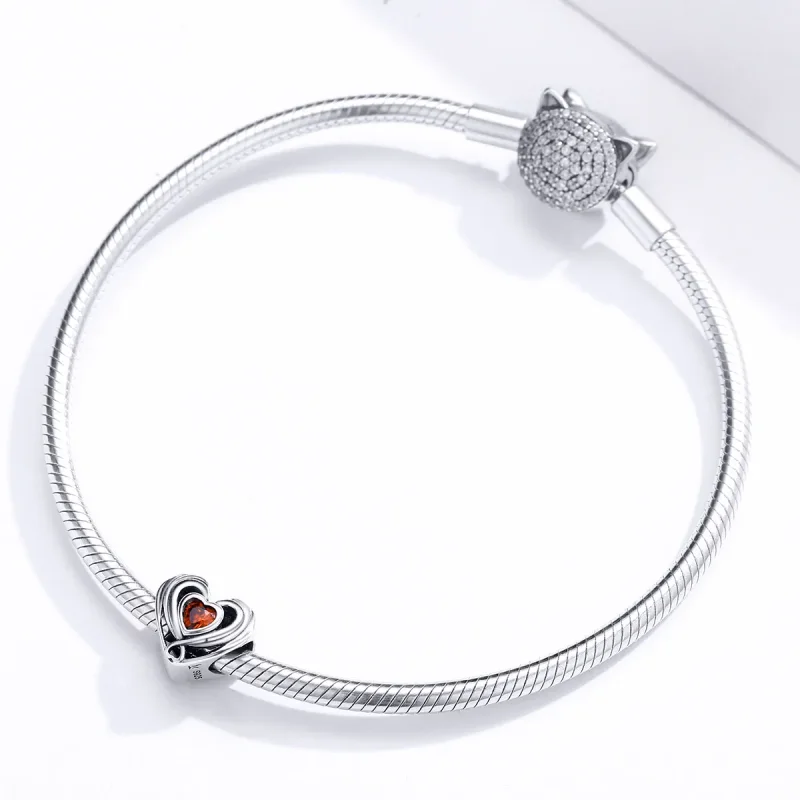 (zdjęcie do) Charms Typu Pandora Rubinowe serce w sercu - SCC1472 - Wyświetl 3