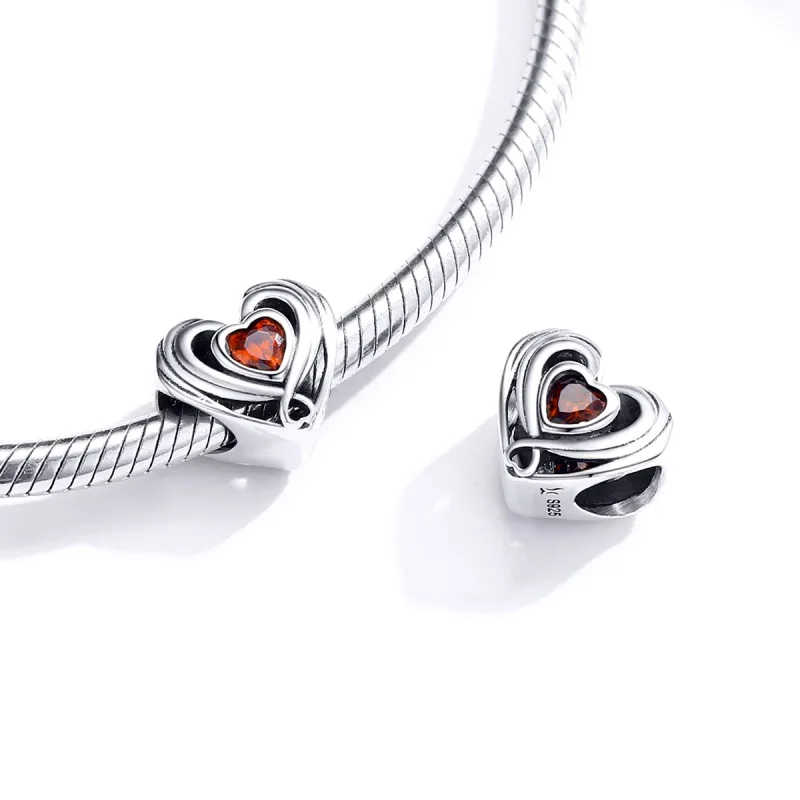 (zdjęcie do) Charms Typu Pandora Rubinowe serce w sercu - SCC1472 - Wyświetl 4