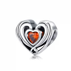 Charms Typu Pandora Rubinowe serce w sercu - SCC1472