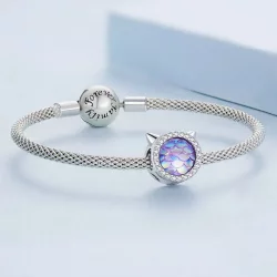Charms Typu Pandora Rybia łuska głowy kota - BSC703