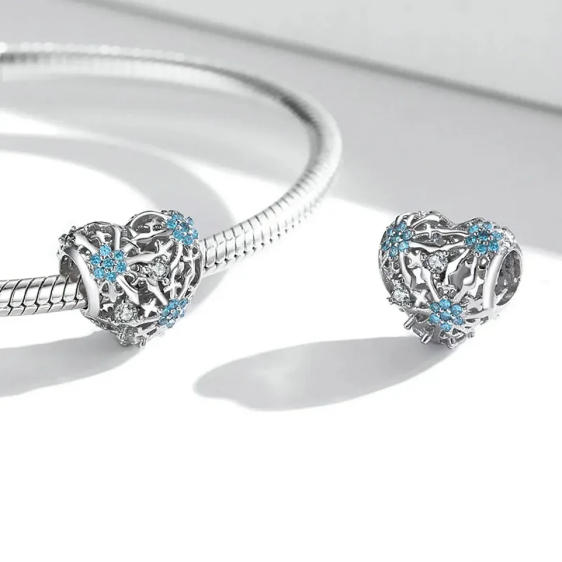 (zdjęcie do) Charms Typu Pandora serce płatka śniegu - BSC530 - Wyświetl 4