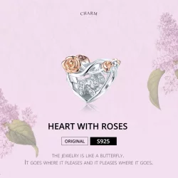 Charms Typu Pandora Serce Z Różami - BSC280