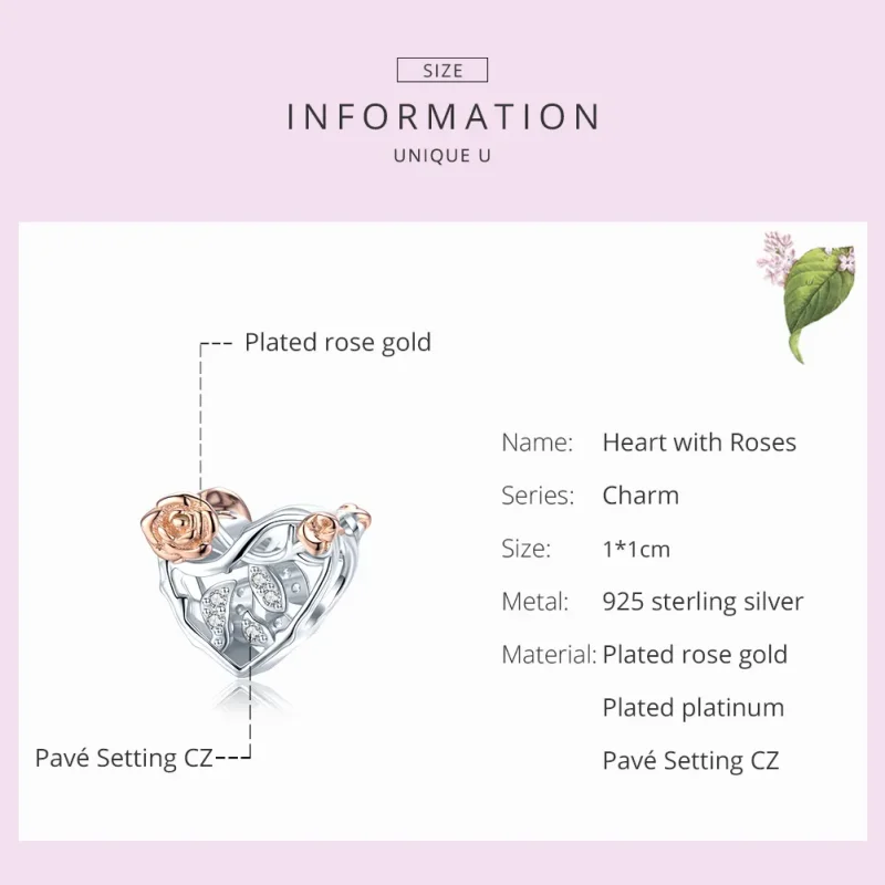 (zdjęcie do) Charms Typu Pandora Serce Z Różami - BSC280 - Wyświetl 7