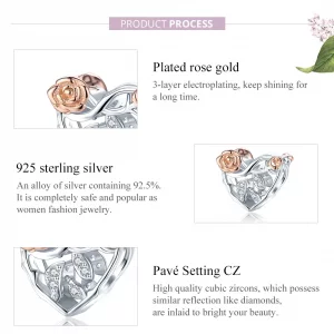 Charms Typu Pandora Serce Z Różami - BSC280