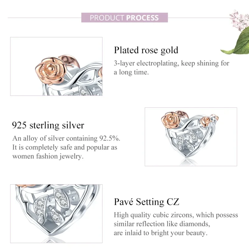 (zdjęcie do) Charms Typu Pandora Serce Z Różami - BSC280 - Wyświetl 8