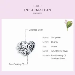 Charms Typu Pandora Siła dziewczyn Słodki 16 - SCC1437