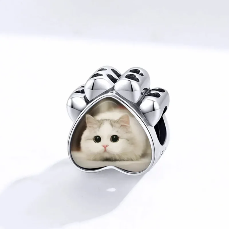(zdjęcie do) Charms Typu Pandora Spersonalizowane zdjęcie łapy kota - SCC1436 - Wyświetl 2
