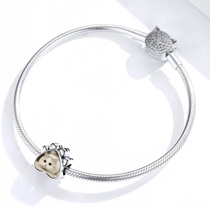 (zdjęcie do) Charms Typu Pandora Spersonalizowane zdjęcie łapy kota - SCC1436 - Wyświetl 3