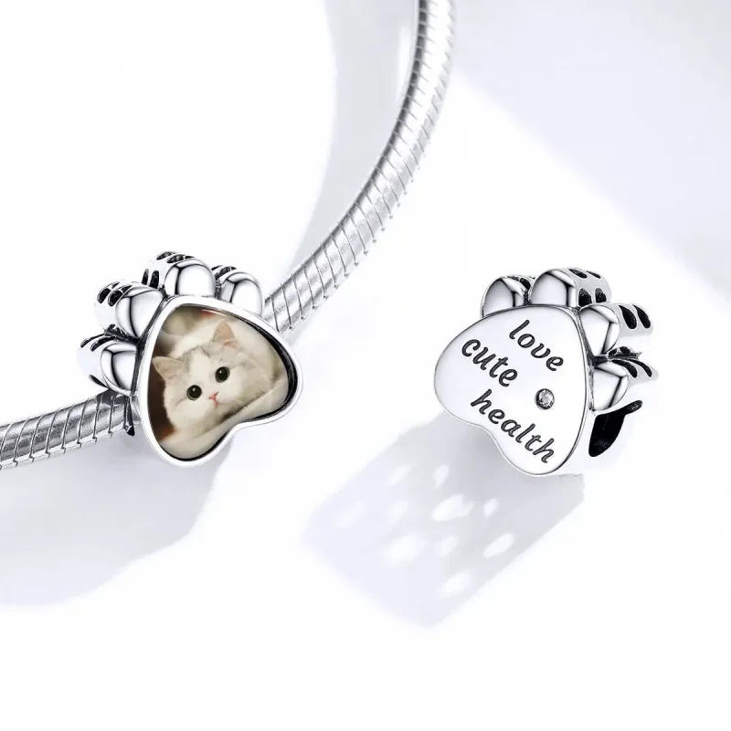 (zdjęcie do) Charms Typu Pandora Spersonalizowane zdjęcie łapy kota - SCC1436 - Wyświetl 4