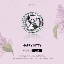 Charms Typu Pandora Szczęśliwy kotek - SCC1203