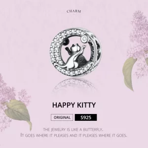 Charms Typu Pandora Szczęśliwy kotek - SCC1203
