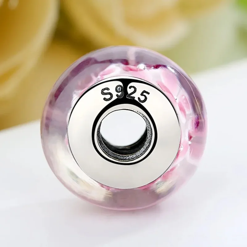 (zdjęcie do) Charms Typu Pandora Szkło Murano w różowe kwiaty - SCZ008 - Wyświetl 5
