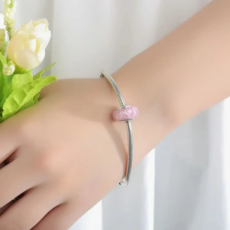 (zdjęcie do) Charms Typu Pandora Szkło Murano w różowe kwiaty - SCZ008 - Wyświetl 6