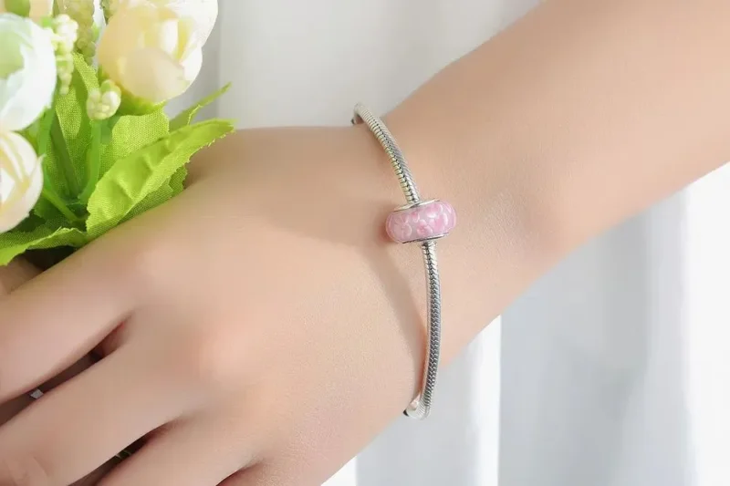 (zdjęcie do) Charms Typu Pandora Szkło Murano w różowe kwiaty - SCZ008 - Wyświetl 10