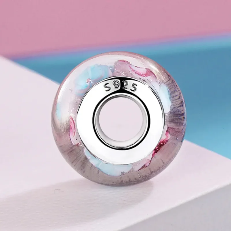 (zdjęcie do) Charms Typu Pandora Szkło Murano w różowe kwiaty - SCZ056 - Wyświetl 3