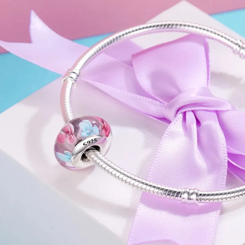 (zdjęcie do) Charms Typu Pandora Szkło Murano w różowe kwiaty - SCZ056 - Wyświetl 5