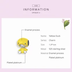 Charms Typu Pandora Żółta Kaczka - SCC1501