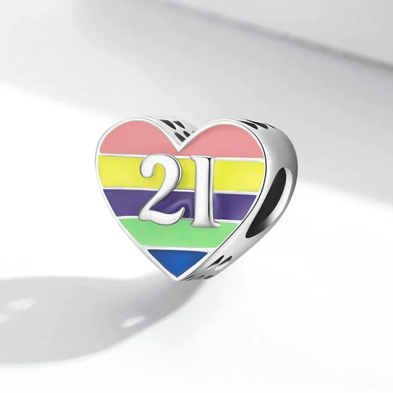 (zdjęcie do) Charms Typu Pandora tęczowe serce - BSC548 - Wyświetl 2