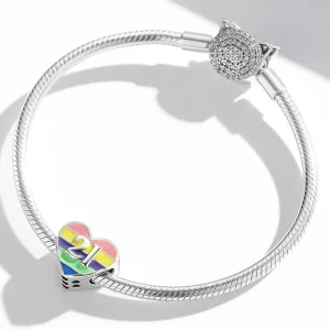 Charms Typu Pandora tęczowe serce - BSC548