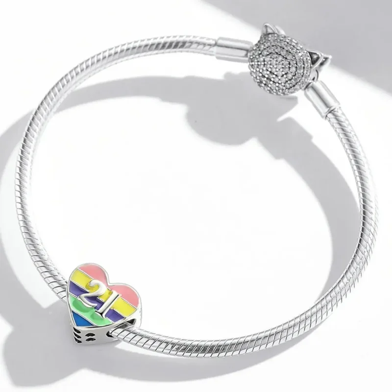 (zdjęcie do) Charms Typu Pandora tęczowe serce - BSC548 - Wyświetl 3